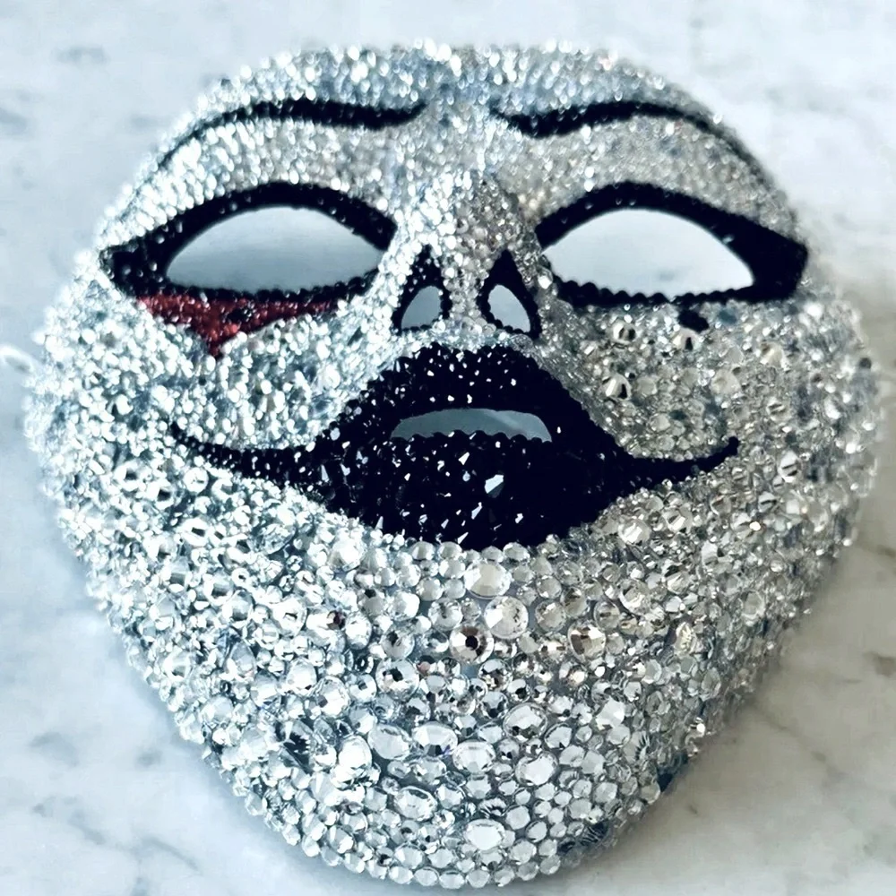 🆕Rhinestone Bedazzled Masquerade Bling Face Mask For Halloween,Mardi Grass &More